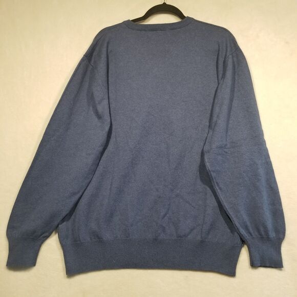 Orvis Sweater Mens Large  Slate Blue V Neck Pullover Cotton Cashmere Blend - Picture 8 of 9